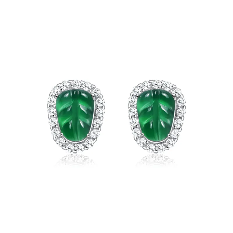 CHAOHONGJI Ice Glutinous Jadeite Stud Earrings Women's-2
