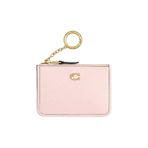 COACH Polished Pebble Leather Card Holder Mini Women's Blush Pink