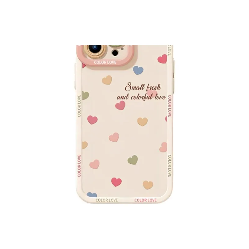 Wei Xin Silicone Material Multicolor Bottom Heart Phone Cases Compatible With IPhone 16/15 Pro Max/Apple 13/14 Pro/Max-2