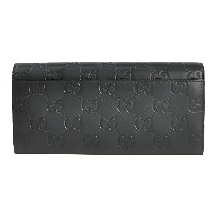 GUCCI Leather Wallet Women's Black-4