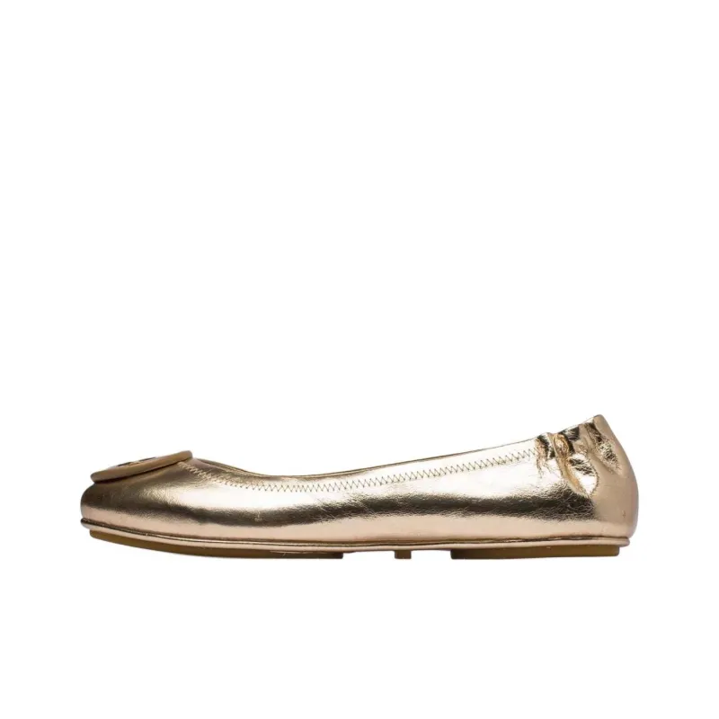 TORY BURCH Minnie Travel Ballet Flats Spark Gold Women's-0