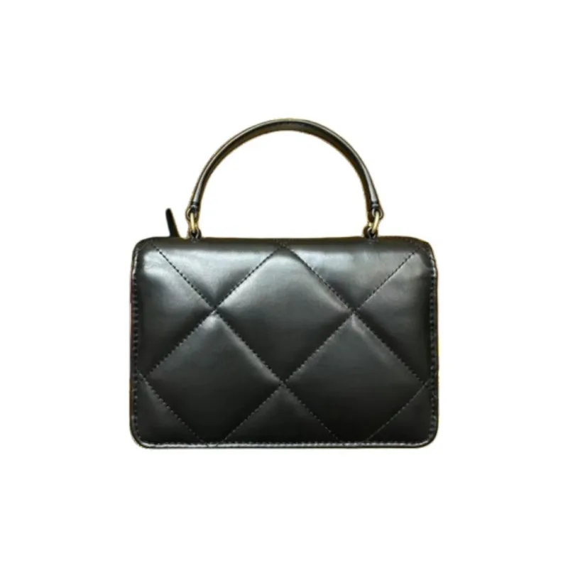 TORY BURCH Kira Diamond Quilt Mini Top Handle Chain Wallet Black-4