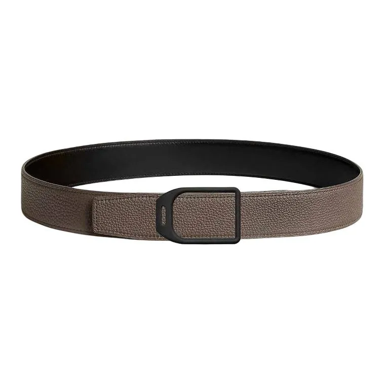 HERMES Calfskin Leather Belts Men's Black Width: 3.8CM-1