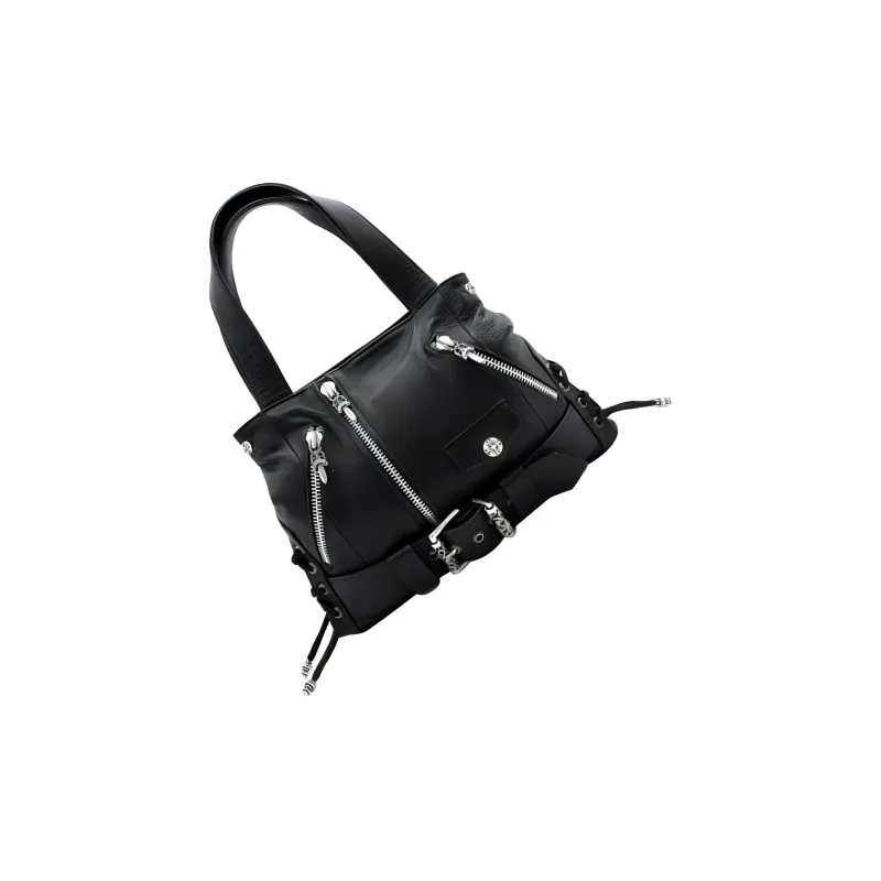 Chrome Hearts Leather Tote Bag Shopping Bag Handbag Women's Black-1