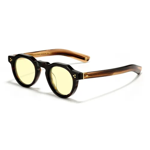 TAOSIXIONG Metal Round Sunglasses Womens Gold
