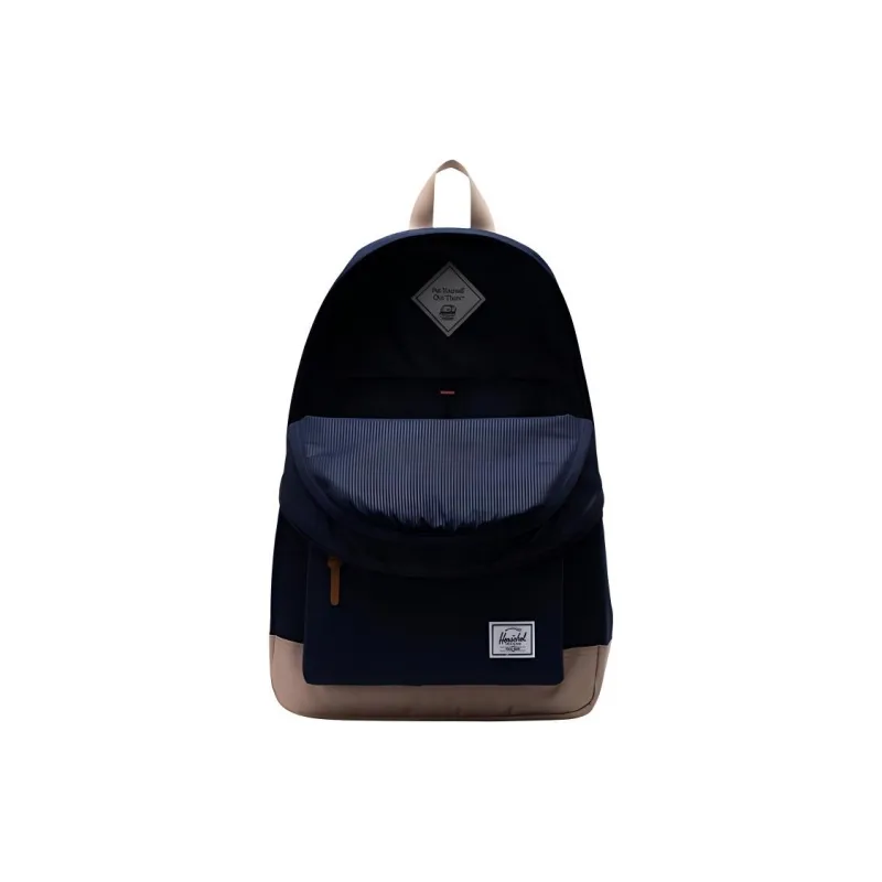 Herschel Recycled Material Backpack Regular Unisex Navy Blue With Light Brown-3