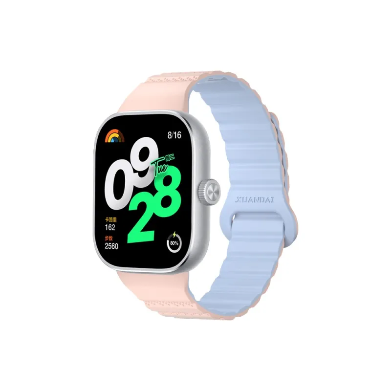 IBOANN Watch Band Red Beige Compatibility Silicone Material-1