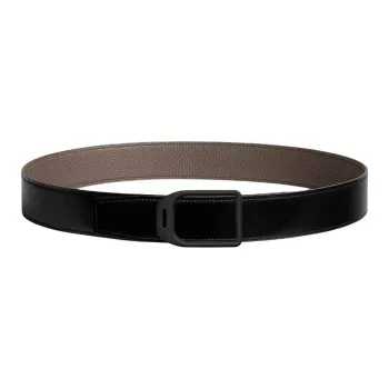 HERMES Calfskin Leather Belts Men's Black Width: 3.8CM
