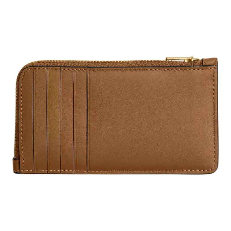 COACH Calfskin Card Holder Mini Women's Honey Brown-1