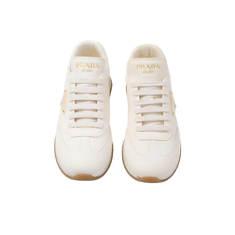 PRADA Triangle-logo Leather Sneakers-3