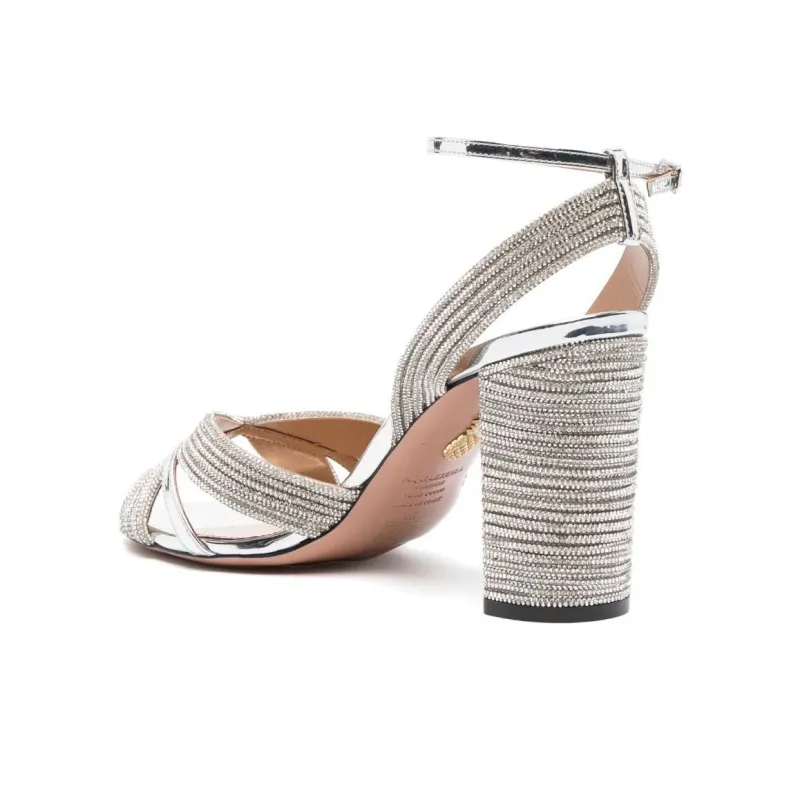AQUAZZURA Sundance Strap Sandals 8.5cm Women's Silver-4