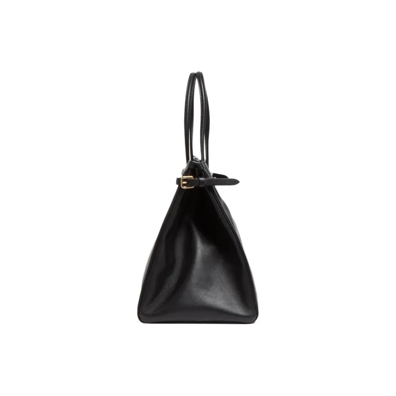 Valentino Calfskin Shoulder Bag Crossbody Bag Handbag Medium Size Unisex Black-2
