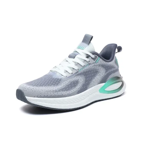 JSWEI Anti Slip And Wear Resistant Breathable Low Top Casual Running Shoes Men's White Gray