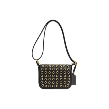 COACH Patricia Leather Crossbody Bag, Shoulder Bag Trumpets Women's Black