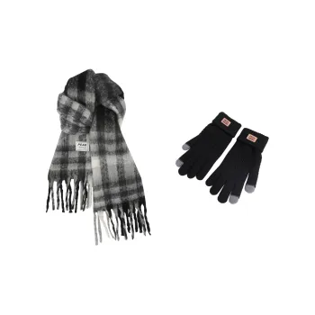 PEAK RIGHT Series Polyester Knit Scarves Unisex Black Gray Color
