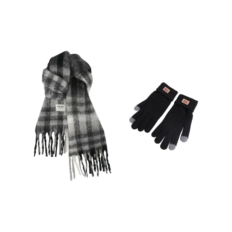 PEAK RIGHT Series Polyester Knit Scarves Unisex Black Gray Color-0