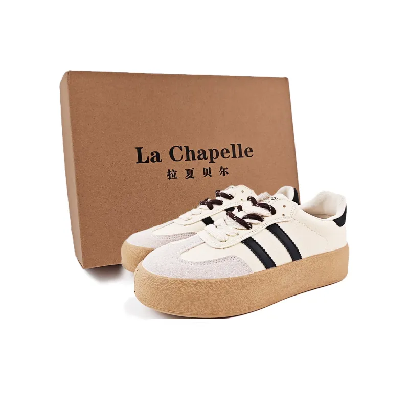 La Chapelle Campus White Sneakers Cushioning Lightweight Low-Top Skateboard Shoes Women's-6