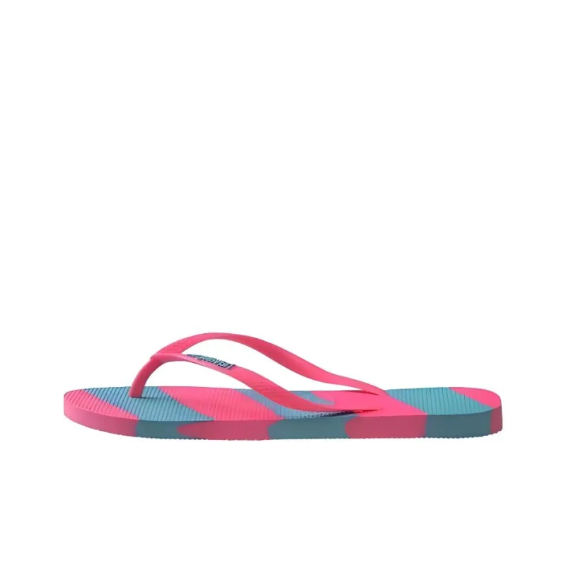 Havaianas Rubber Sole Slip Resistant Flip Flops Women's Pink Blue-0