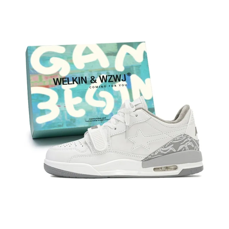 WELKIN&WZWJ Stars Collection White Sneakers Slip-Resistant Height Increasing Low-Top Skateboard Shoes Unisex-11