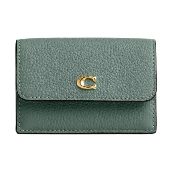 COACH Pebble Leather Wallet Mini Women's Sage