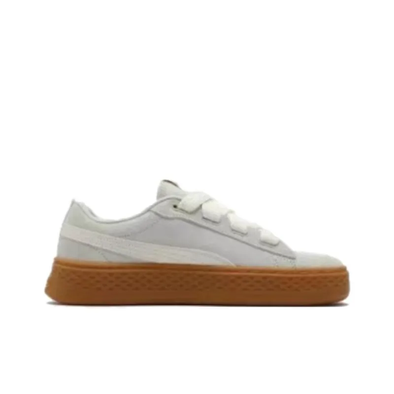 PUMA Smash Platform Anti Slip Wear Resistant Low Top Skateboard Shoes Women's Ecru-1