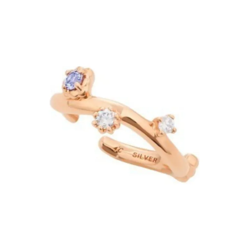 4℃ Silver Rose Gold Coated Tanzanite Cubic Zirconia Clip-On Earrings Women's Pink-1