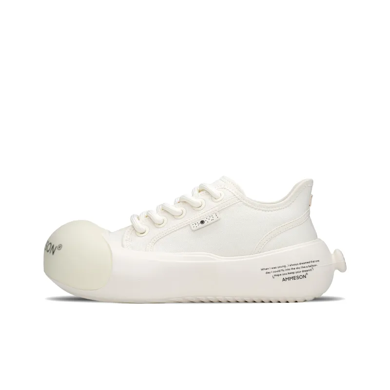 AMMESON Anti Slip Wear Resistant Low Top Skateboard Shoes Women's Pearl White-0
