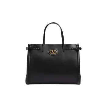 Valentino Calfskin Shoulder Bag Crossbody Bag Handbag Medium Size Unisex Black