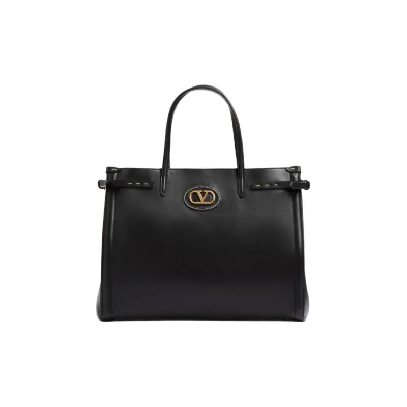Valentino Calfskin Shoulder Bag Crossbody Bag Handbag Medium Size Unisex Black-0