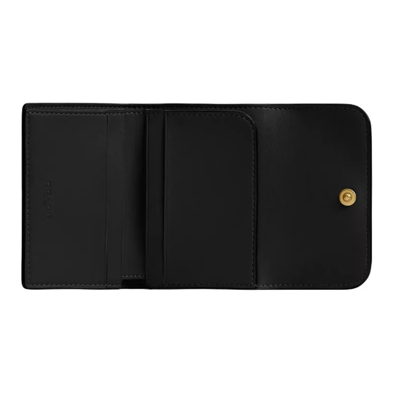 COACH Calfskin Leather Wallet Mini Women's Black-2