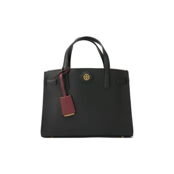TORY BURCH Robinson Litchi Grain Leather Shoulder Bag, Crossbody Bag, Handbag Trumpets Women's Black