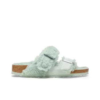 Birkenstock Arizona Teddy Split Slide Slippers Women's Green Regular