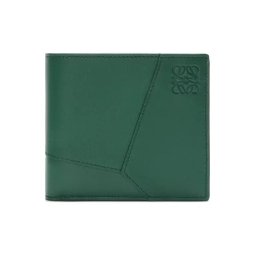 LOEWE Puzzle Calfskin Wallet Men's Evergreen
