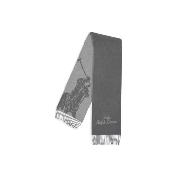 Polo Ralph Lauren Wool Knit Scarves Unisex Gray