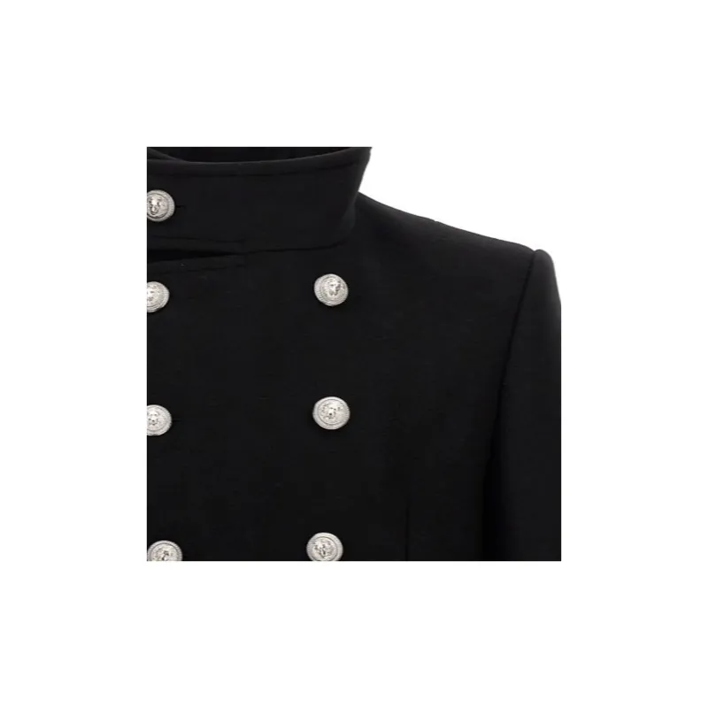 BALMAIN Double Breasted Long Coat-6