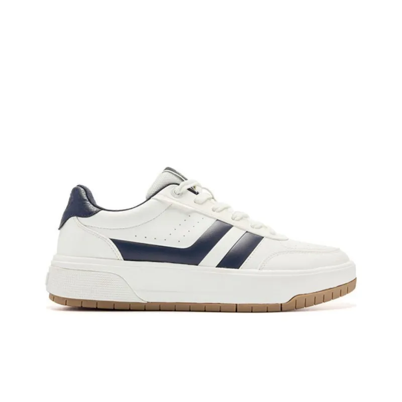 QIAODAN Anti Slip Wear Resistant Low Top Skateboard Shoes Men's White Blue-1