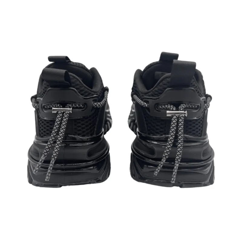 QIANJIN Cushioning, Slip Resistant, Coverage, Height Increasing Low Top Chunky Sneakers Unisex Black-3