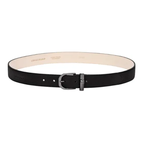LONGCHAMP Cow Leather Leather Belts Women's Black Width: 3CM