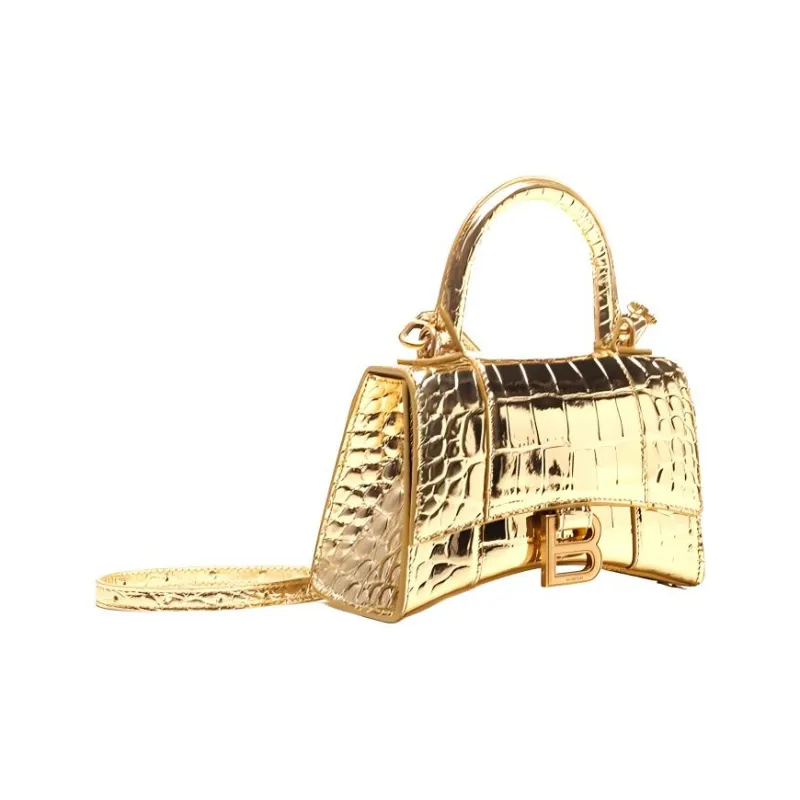 Balenciaga Hourglass Cow Leather Shopping Bag Handbag Extra Small Women's Gold-1