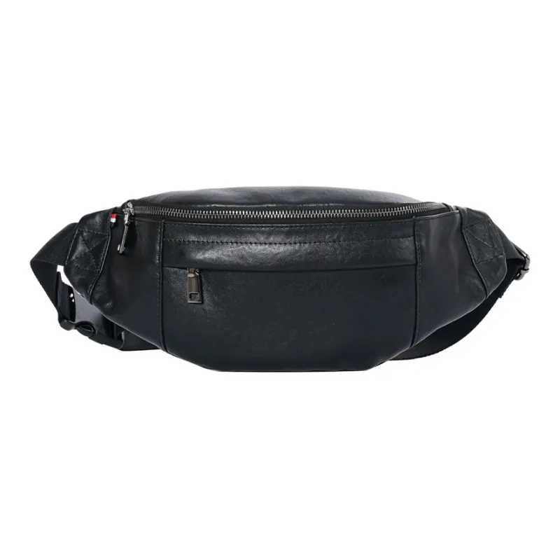 DOSRFINI Cow Leather Fanny Pack Regular Men's Black-0