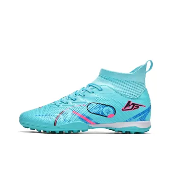 OFFER AITR Soccer Shoes Unisex High Top Aqua/Black/White