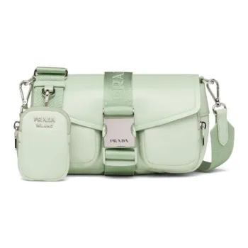 PRADA Leather Shoulder Bag Crossbody Bag Handbag Women's Aqua Green