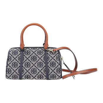 TORY BURCH T Monogram Jacquard With Leather Shoulder Bag, Crossbody Bag, Handbag Mini Women's Marine Blue