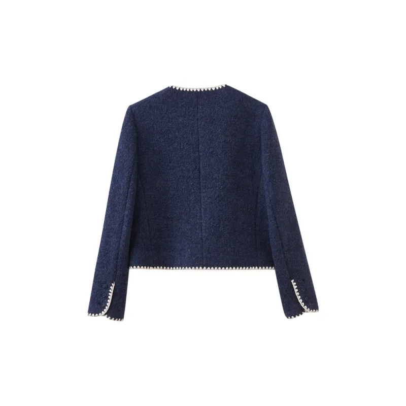 SHUIYUNJIAN Cropped Coats Women's Navy Blue-1