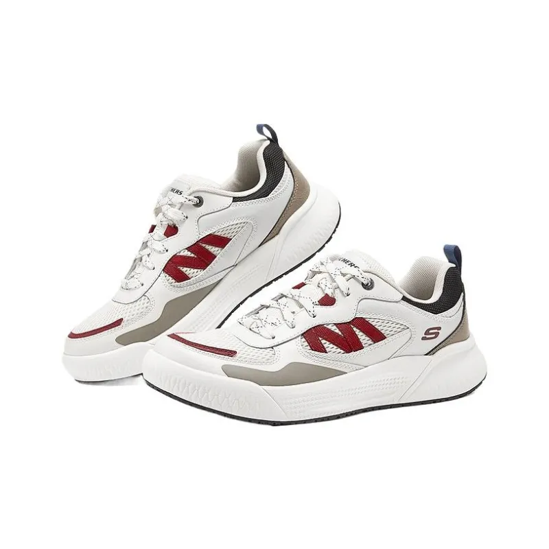 Skechers Cushioning Anti Slip And Wear Resistant Low Top Running Shoes Men's White-1