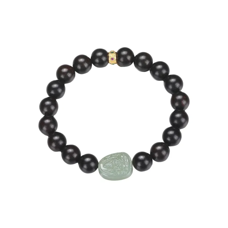Cuiya Golden Building Bracelets Pale Greenish White Jade Unisex-24