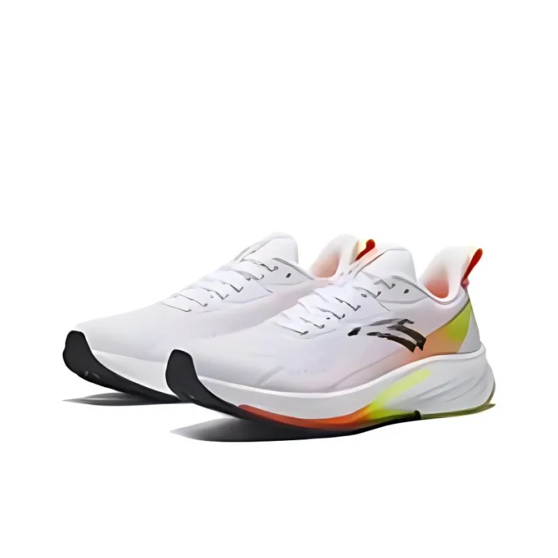 Anta Cushioned Slip-Resistant Low-Top Casual Running Shoes Men's White Orange Green-2