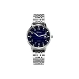 White Steel Blue Dial Steel Band