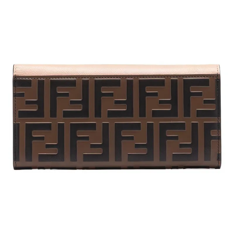 FENDI Leather Clutches Wallets Women's Brown-2