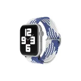 Sliding Buckle Double Wrap Woven Z Pattern Blue White